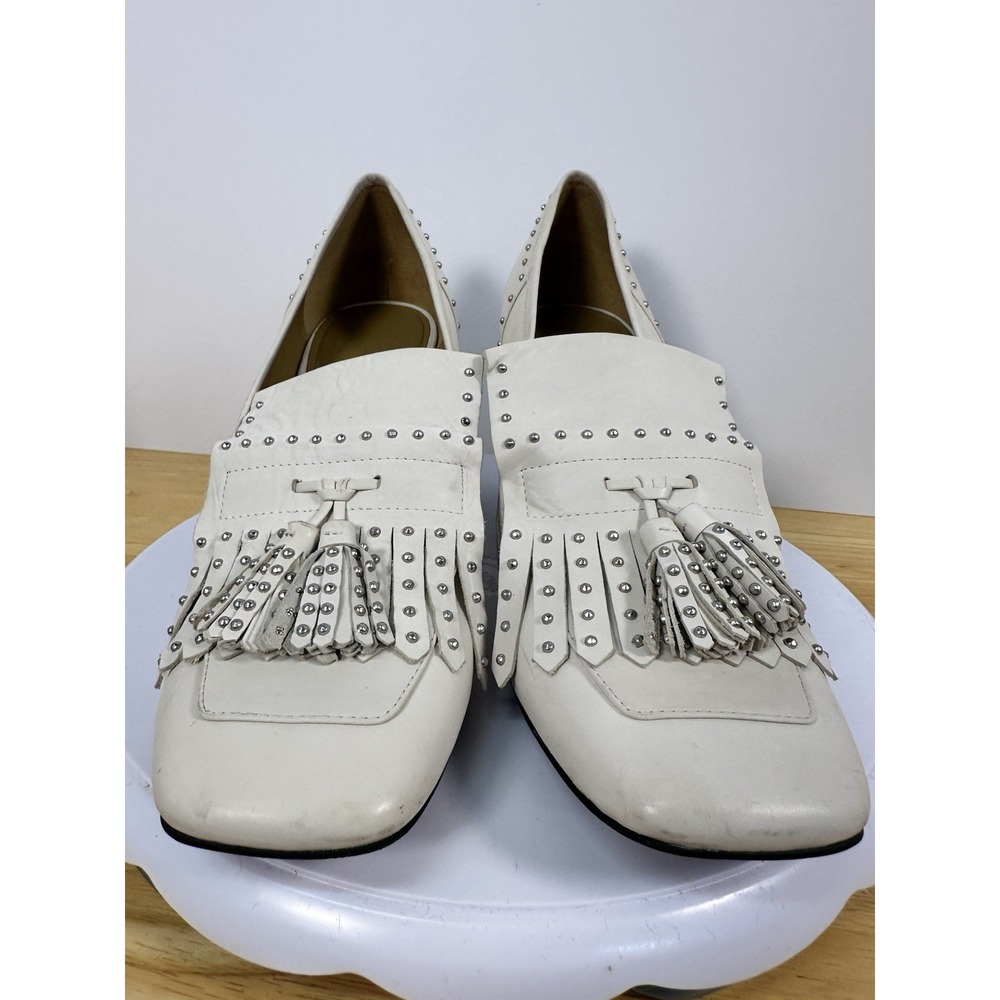 Marc Fisher Mellie Studded Patent Heel Cream Shoes Size 10